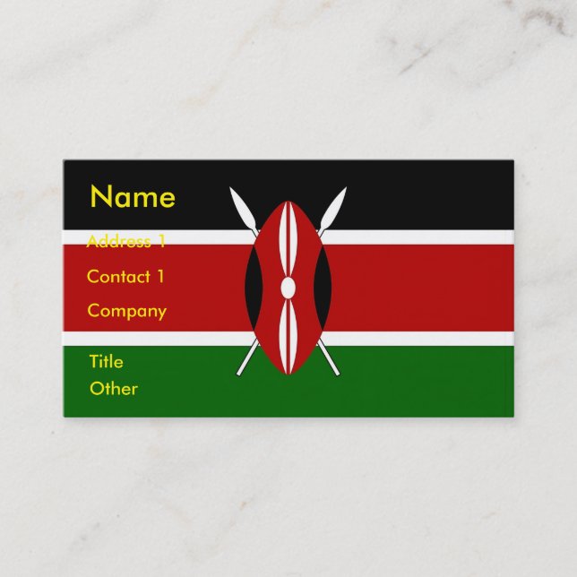 Carte de visite avec le drapeau du Kenya (Devant)