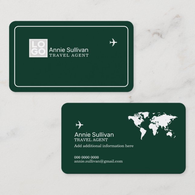 Carte de visite avec logo d'agence de voyages (Devant / Derrière)