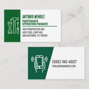 Carte de visite avec logo de marteau de maintenanc
