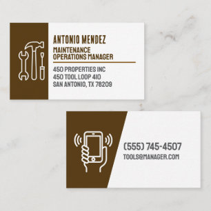Carte de visite avec logo de marteau de maintenanc