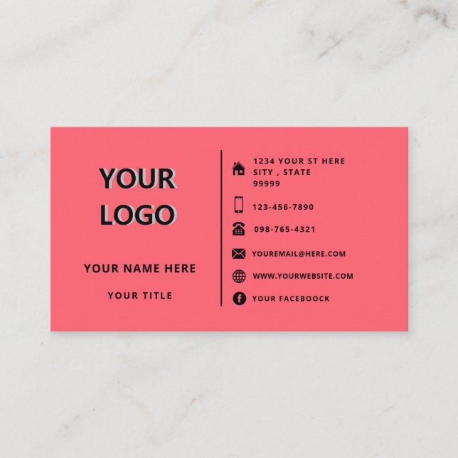 Carte de visite avec logo de Your Colors - Rouge (Devant)