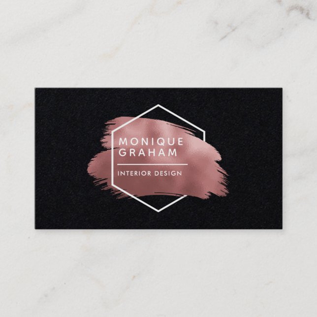 Carte de visite avec logo en or rose abstrait (Devant)