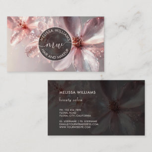 Carte de visite avec logo floral rose brillant ini