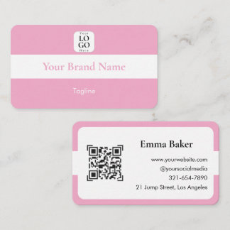 Carte de visite avec logo QR Code rose mignon