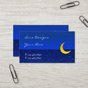 Carte de visite avec lune et étoiles gravées