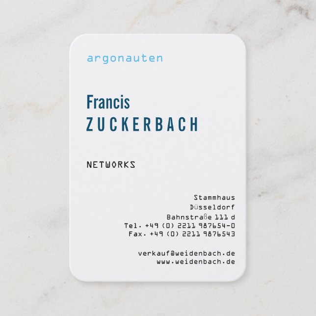 Carte De Visite Avec monogramme en orientation portrait (Devant)