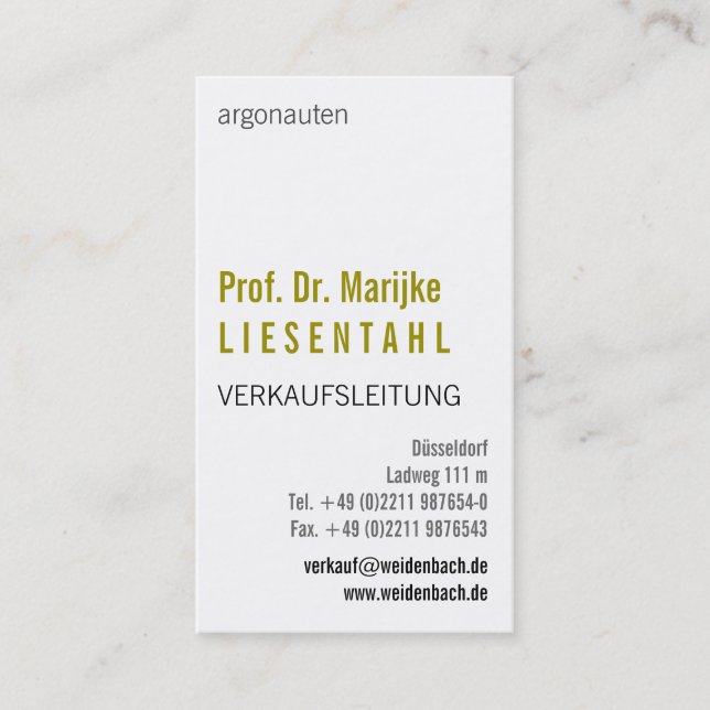 Carte De Visite Avec monogramme en orientation portrait (Devant)