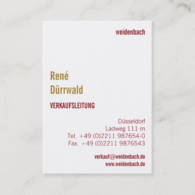 Carte De Visite Avec monogramme en orientation portrait (Devant)
