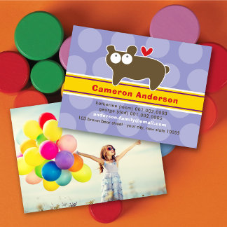 Carte de visite avec photo de profil d'un ours de 
