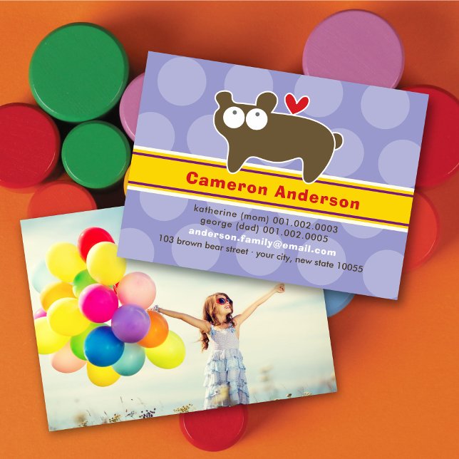 Carte de visite avec photo de profil d'un ours de  (Créateur téléchargé)