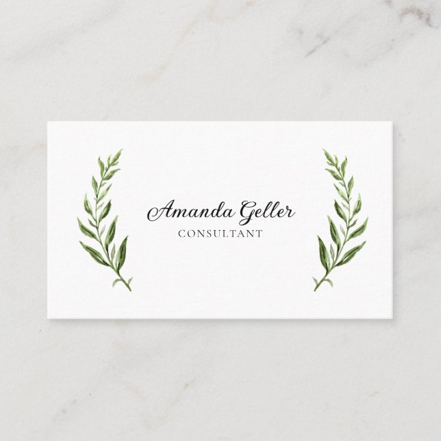 Carte de visite avec plante aquarelle. (Devant)