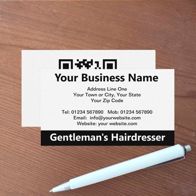 Carte de visite avec QR Code pour coiffeur pour ho (Créateur téléchargé)