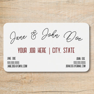 Carte de visite avec spot pour deux noms