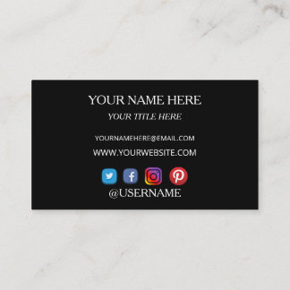 Carte de visite avec typographie blanche élégante