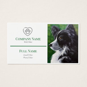 carte de visite avec un chien noir et blanc