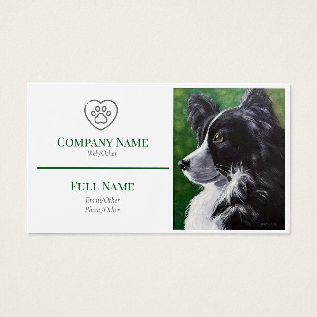 carte de visite avec un chien noir et blanc (Devant)