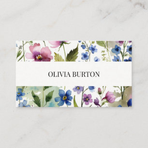 Carte de visite avec un fond aquarelle floral