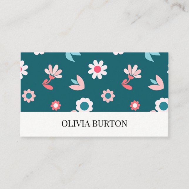 Carte de visite avec un fond aquarelle floral (Devant)