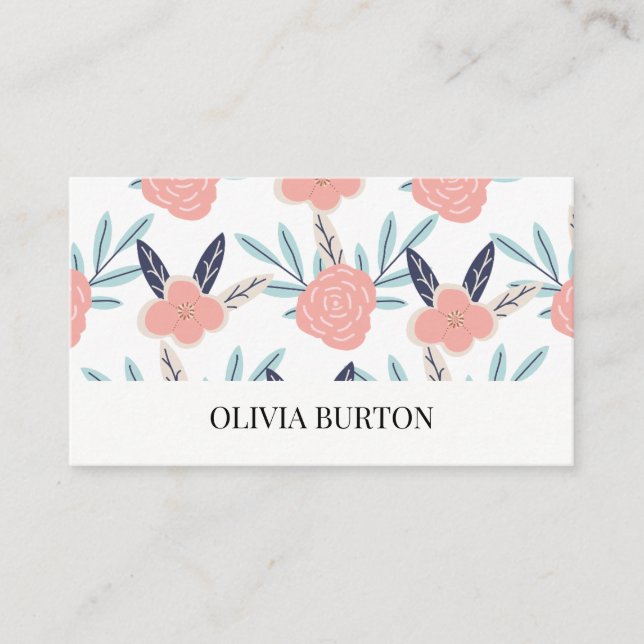 Carte de visite avec un fond aquarelle floral (Devant)