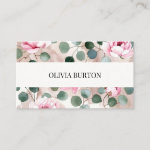 Carte de visite avec un fond aquarelle floral