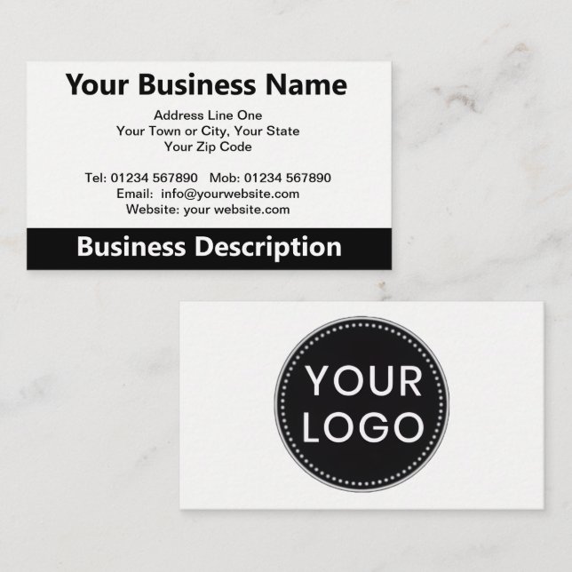 Carte de visite avec votre logo (Devant / Derrière)