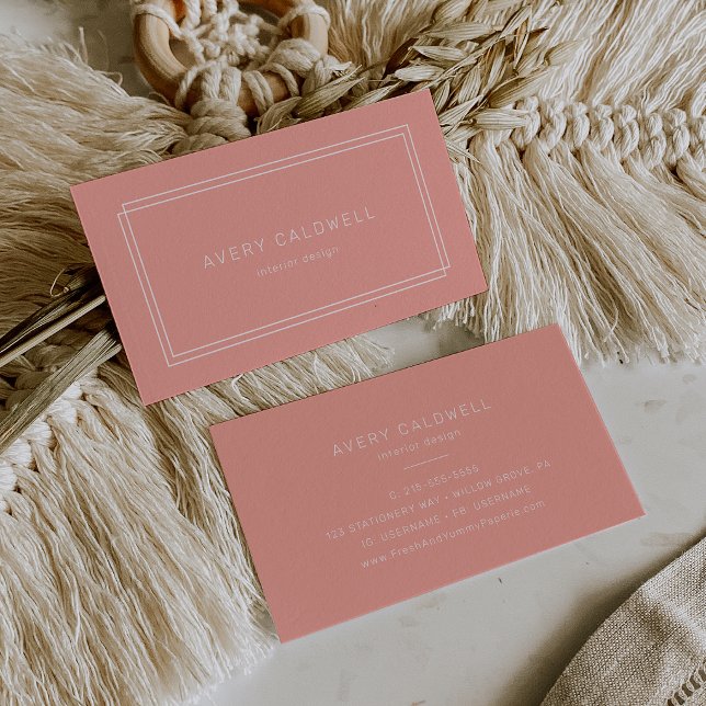 Carte de visite Avery Minimal Blush Peach Soft Cor (AVERY Minimal Blush Peach Soft Coral Business Card)