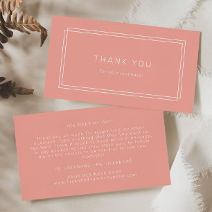 Carte De Visite AVERY Minimal Blush Peach Soft Coral Merci