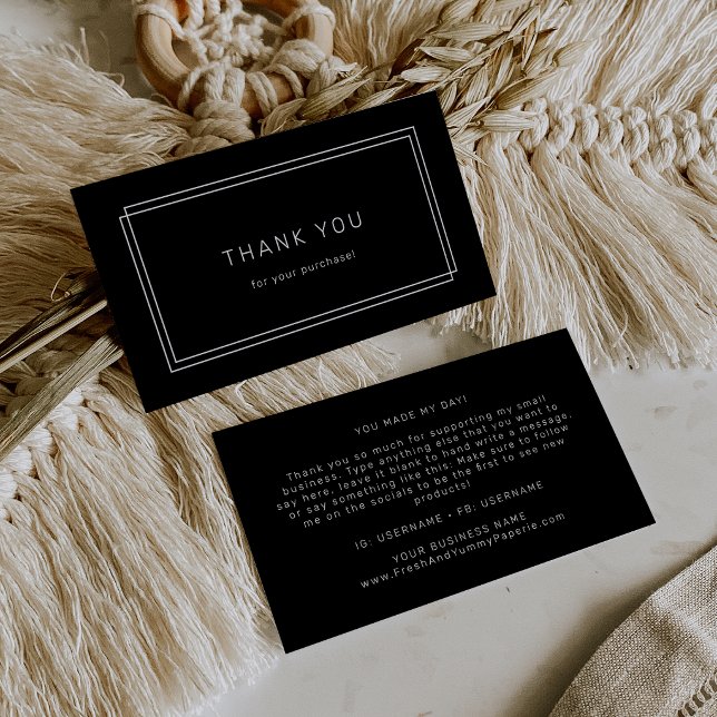 Carte De Visite AVERY Moderne Double Cadre Merci (AVERY Modern Dark Double Frame Thank You Business Card)