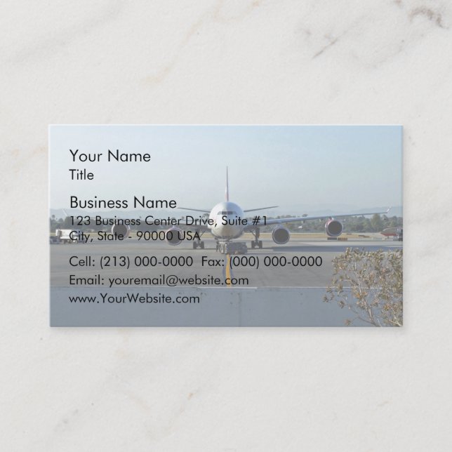 Carte De Visite Avion à l'aéroport avec le ciel bleu à (Devant)