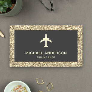 Carte De Visite Avion à réaction crème paillettes Compagnie aérien