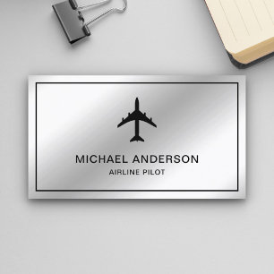Carte De Visite Avion à réaction en acier métallique Pilote de lig