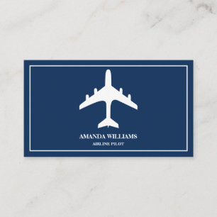 Carte De Visite Avion Blue White Jet Avion pilote