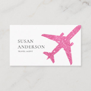 Carte De Visite Avion de Parties scintillant rose