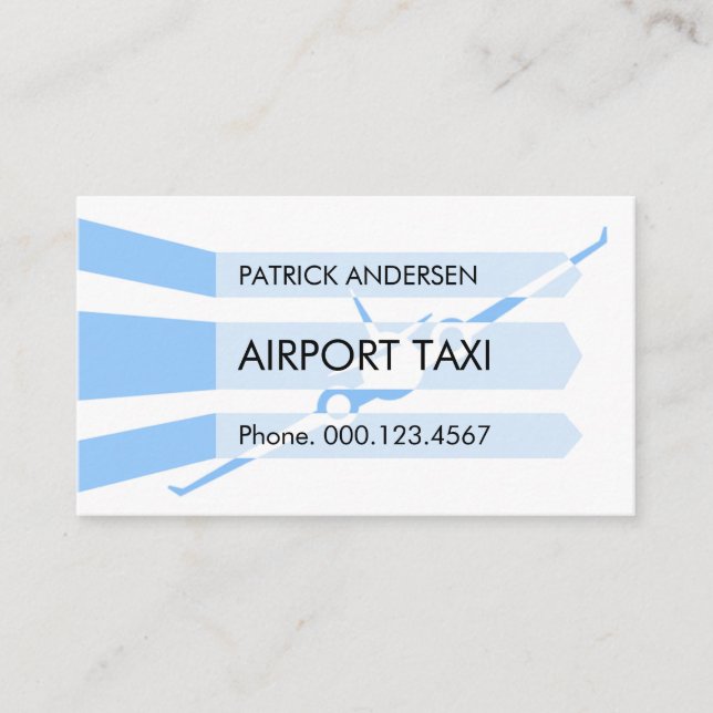 Carte De Visite Avion Décollant Piste d'Aéroport (Devant)