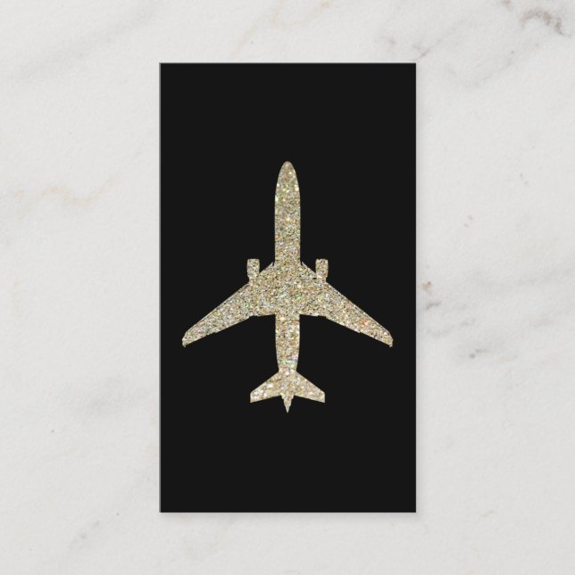 Carte De Visite Avion Faux Gold Parties scintillant (Devant)