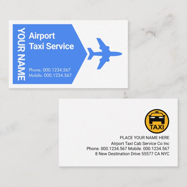Carte De Visite Avion Taxi Décollage (Devant / Derrière)