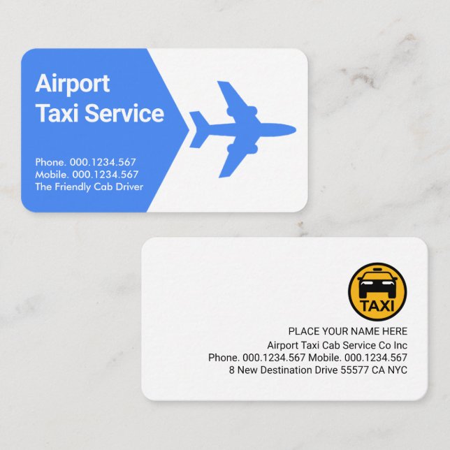 Carte De Visite Avion Taxi Décollage (Devant / Derrière)
