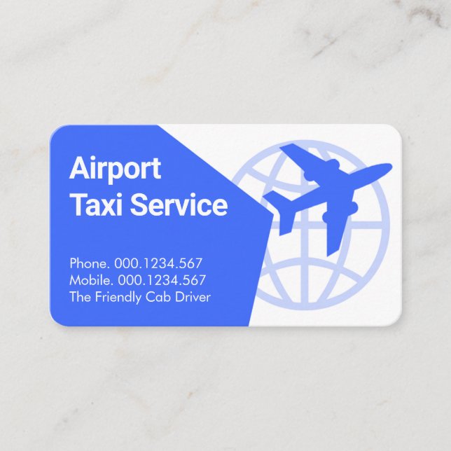 Carte De Visite Avion Taxi Volant Globe (Devant)