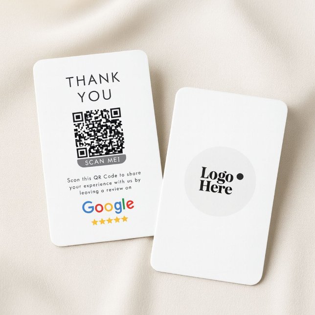 Carte De Visite Avis Google 5 étoiles avec remerciement et code QR (Créateur téléchargé)