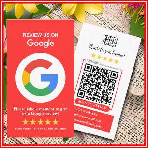 Carte De Visite Avis Google Code QR rouge pour l'évaluation de v