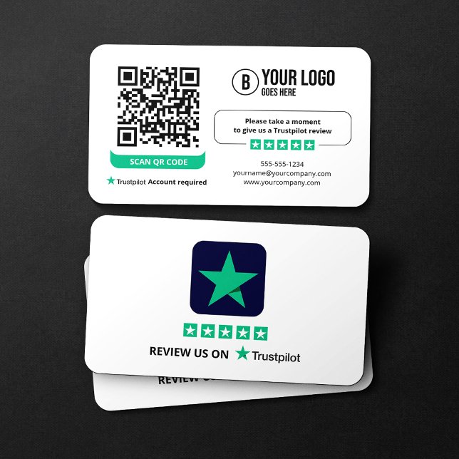 Carte De Visite Avis sur l'entreprise Lien Trustpilot Avis Code QR (Créateur téléchargé)