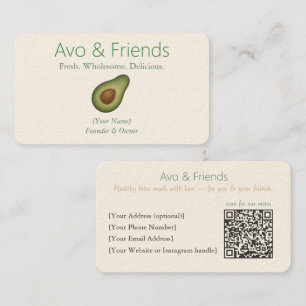 Carte De Visite Avo et amis   Logo Avocado Aliments sains -