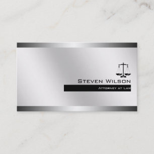 Carte De Visite Avocat à la loi Blanc et argent Acier à l'échelle