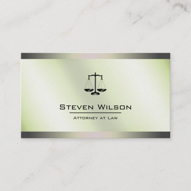 Carte De Visite Avocat à la loi Blanc et argent Acier à l'échelle  (Devant)