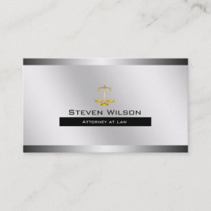 Carte De Visite Avocat à la loi Blanc et argent Acier à l'échelle 