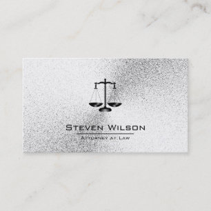 Carte De Visite Avocat à la loi Blanc et argent Acier à l'échelle