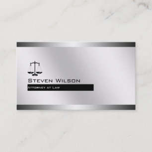 Carte De Visite Avocat à la loi Blanc et argent Acier à l'échelle