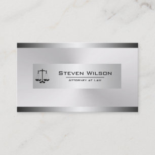 Carte De Visite Avocat à la loi Blanc et argent Acier à l'échelle