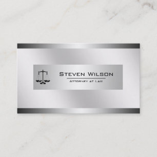 Carte De Visite Avocat à la loi Blanc et argent Acier à l'échelle