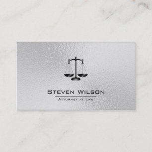 Carte De Visite Avocat à la loi Blanc et argent Acier à l'échelle